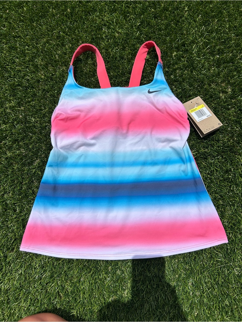 Nike Women's Pink & Blue Gradient Athletic Tankini